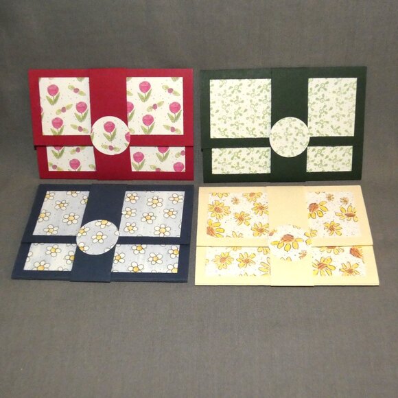 Set of 4 Handcrafted Reusable Floral Card Holders with Envelopes - Picture 2 of 3